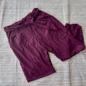 Burgundy paper bag dress pants